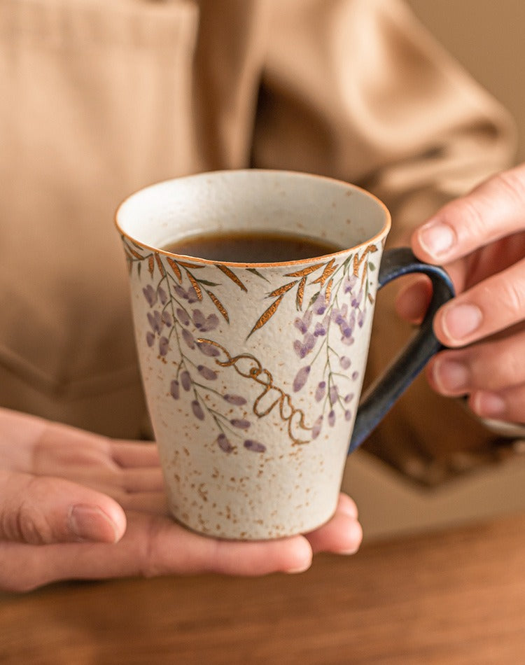 Wisteria Hand-Painted Ceramic Mug: Elevate Your Daily Sips